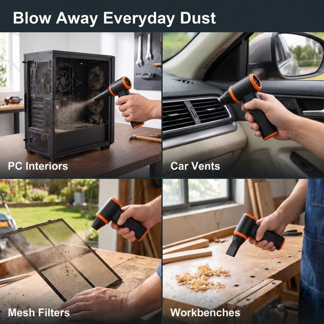 Alt view image 6 of 7 - ZUZELT X211 Compressed Air Duster and Mini Vacuum | 2-in-1 Portable Rechargeable Cordless Blower, 3 speeds, Max 150,000 RPM, 45 m/s. For Computer, keyboards and cars.