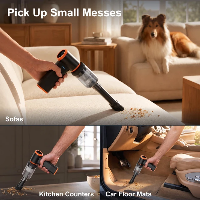 Alt view image 7 of 7 - ZUZELT X211 Compressed Air Duster and Mini Vacuum | 2-in-1 Portable Rechargeable Cordless Blower, 3 speeds, Max 150,000 RPM, 45 m/s. For Computer, keyboards and cars.