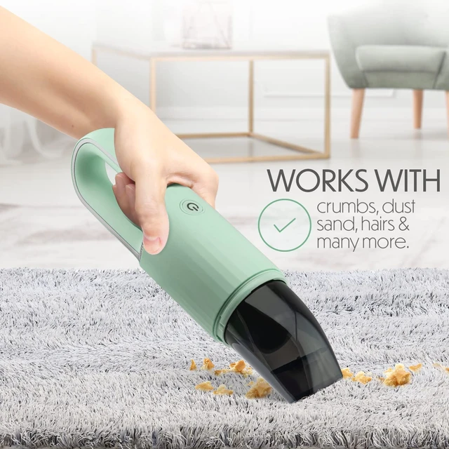 Alt view image 6 of 6 - STARUMENT Vacuum Cleaner for Dust, Pet Hair Dirt Home, Car Interior Lightweight, Portable, Handheld, Cordless, Easy to Use, Compact Design Battery Rechargeable with USB-C Cable (Mint Green)
