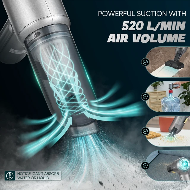 Alt view image 3 of 7 - SakerPlus Car Vacuum Cleaner-Wireless Handheld Car Vacuums with Best Suction,Brushless Motor 12000PA Maximum Power,3 in 1 Mini Portable Vacuum Cleaner Cordless for Home,Office,Kitchen,Cars