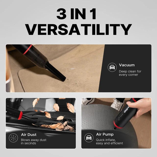 Alt view image 4 of 7 - Shop-Vac Mini Car Vacuum Cordless, 14000Pa Suction, 3-in-1 Handheld | Air Duster & Blower, Ultra-Light 0.66lb, Brushless Motor, 3 Modes for Car, Office & Home