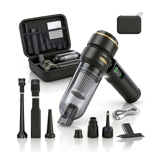 Main image of AOKNRAM Handheld Car Vacuum Cleaner, 17000Pa High Power Cordless Vacuum Cleaner, 4-in-1 Portable Mini Air Duster, with LED Light and Multi-Nozzles, Vacuum for Car, Home, Office, Pet Hair