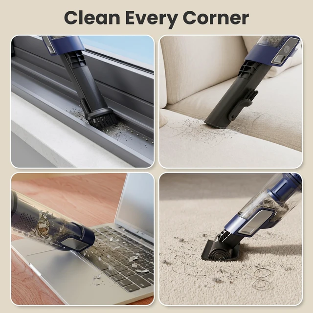 Alt view image 4 of 7 - EDLOENS Hand Vacuum Cordless Rechargeable with Brushless Motor, Blue | 22000Pa Strong Suction Hand Vacuum, 2 Suction Modes, Car Vacuum with Charging Dock, Up to 30 Min Runtime for Home/Car/Pet