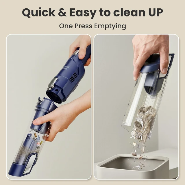 Alt view image 7 of 7 - EDLOENS Hand Vacuum Cordless Rechargeable with Brushless Motor, Blue | 22000Pa Strong Suction Hand Vacuum, 2 Suction Modes, Car Vacuum with Charging Dock, Up to 30 Min Runtime for Home/Car/Pet
