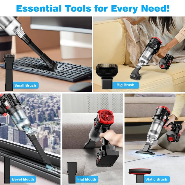 Alt view image 6 of 7 - Car Vacuum Cordless, 35000PA Strong Suction Handheld Vacuum with 2 Detachable Batteries, 60Min Runtime Portable Vacuum Cleaner for Car Detailing, Pet Hair, Home Couch & Office, 350ML XL Dust Cup