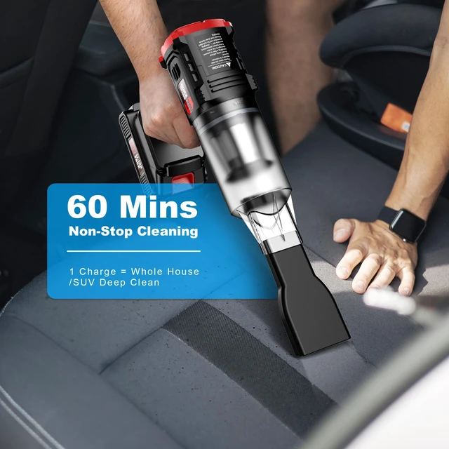 Alt view image 7 of 7 - Car Vacuum Cordless, 35000PA Strong Suction Handheld Vacuum with 2 Detachable Batteries, 60Min Runtime Portable Vacuum Cleaner for Car Detailing, Pet Hair, Home Couch & Office, 350ML XL Dust Cup