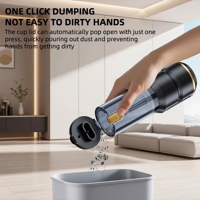 Alt view image 4 of 7 - FSANXF 4 in 1 Handheld Car Mini Vacuum Cleaner with 2 Suction Modes20000PA Strong Cyclonic Suction Air Duster 6000mAh Battery Air Blower Wireless for Car, Office Desk, Keyboards 17Kpa