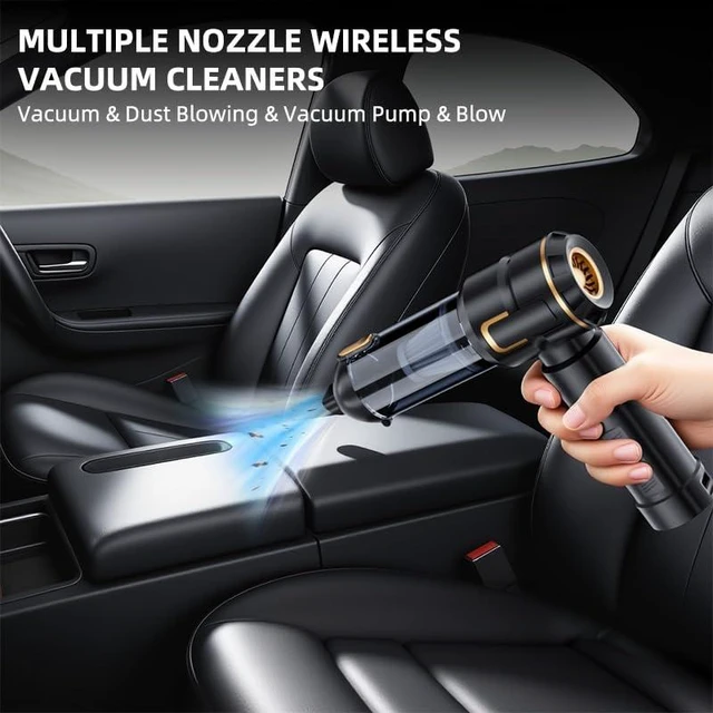 Alt view image 7 of 7 - FSANXF 4 in 1 Handheld Car Mini Vacuum Cleaner with 2 Suction Modes20000PA Strong Cyclonic Suction Air Duster 6000mAh Battery Air Blower Wireless for Car, Office Desk, Keyboards 17Kpa