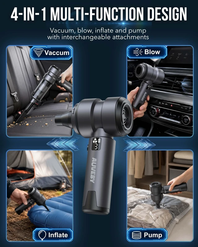 Alt view image 7 of 7 - Car-Vacuum Portable Cordless High Power Easy Empty Mini Hand Vacuum | 336ml Large Dust Cup, 4-in-1 20000Pa High Power with 3 Suction Modes Rechargeable, Extra Filter, Extended Hose & Storage Box