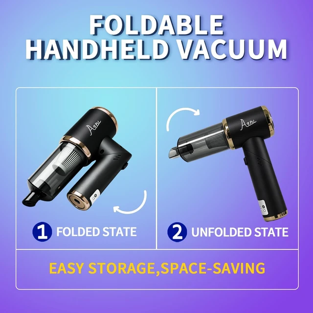 Alt view image 2 of 7 - AQPU Cordless Handheld Vacuum Cleaner, 25000PA Powerful Suction 2-in-1 Portable Car Vacuum & Air Blower with Multi-Nozzles, USB Type-C Rechargeable Mini Vac for Car Home Pet Bed Keyboard