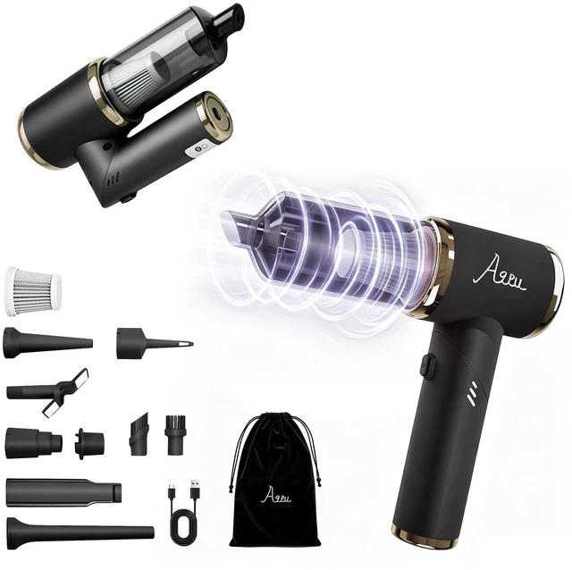Main image of AQPU Cordless Handheld Vacuum Cleaner, 25000PA Powerful Suction 2-in-1 Portable Car Vacuum & Air Blower with Multi-Nozzles, USB Type-C Rechargeable Mini Vac for Car Home Pet Bed Keyboard