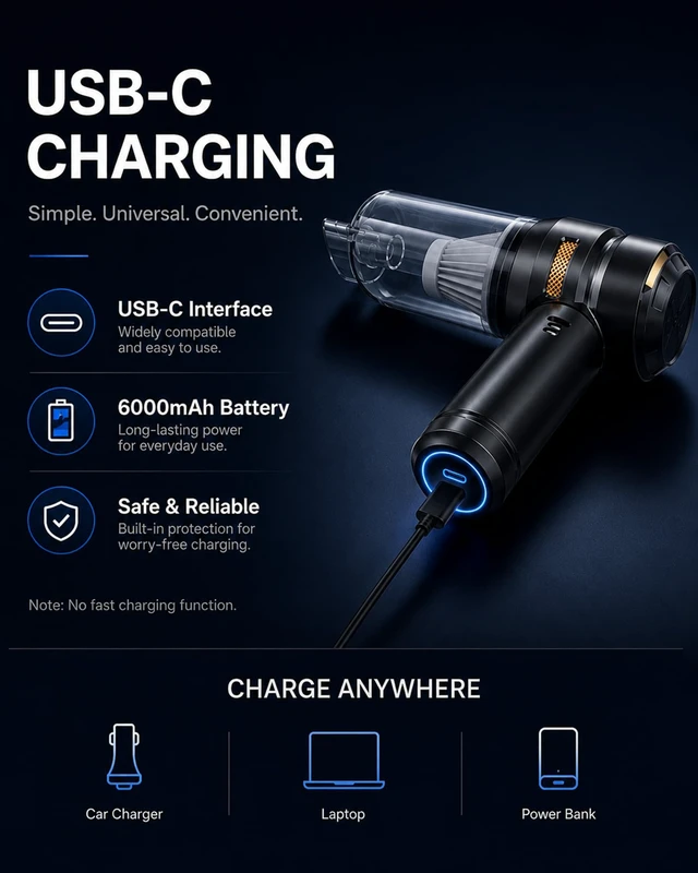 Alt view image 4 of 6 - houscly Car Vacuum Cordless Mini Handhled 4-in-1 High Power Cleaner 20000Pa | Brushless motor-6000mAh-Rechargeable-Duster blower-Pet hair crumb cleaning for car sofa office desk- Ideal gifts for men