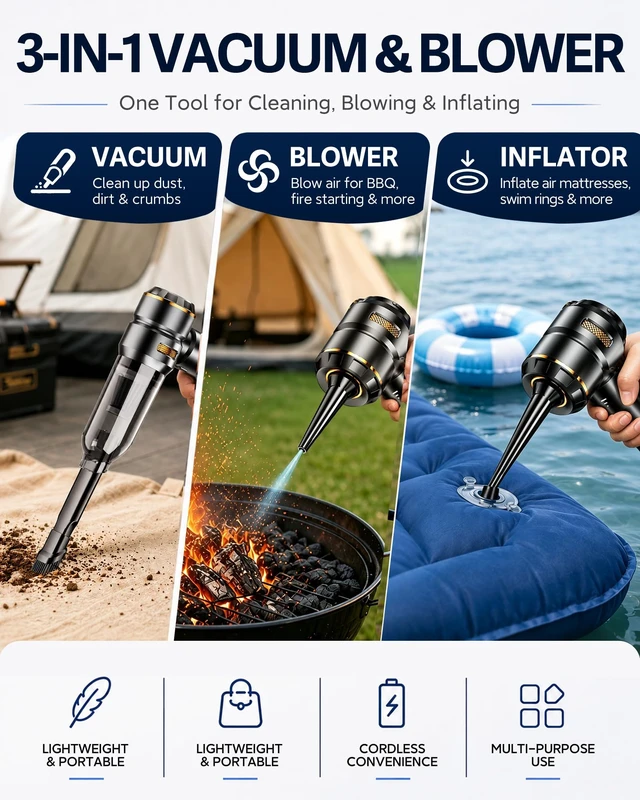 Alt view image 5 of 6 - houscly Car Vacuum Cordless Mini Handhled 4-in-1 High Power Cleaner 20000Pa | Brushless motor-6000mAh-Rechargeable-Duster blower-Pet hair crumb cleaning for car sofa office desk- Ideal gifts for men