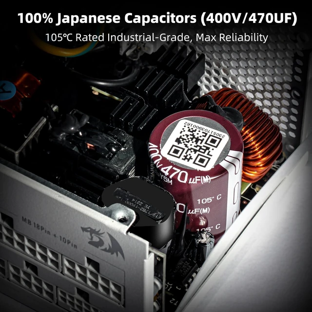 Alt view image 3 of 7 - Redragon PSU015 80+ Platium 750 Watt SFX Fully Modular Power Supply, 80 Plus Certified, 100% Japanese Capacitors & Low Noise Smart-ECO 0 RPM Fan, Full Mod Cables w/ATX Compatible Panel, White