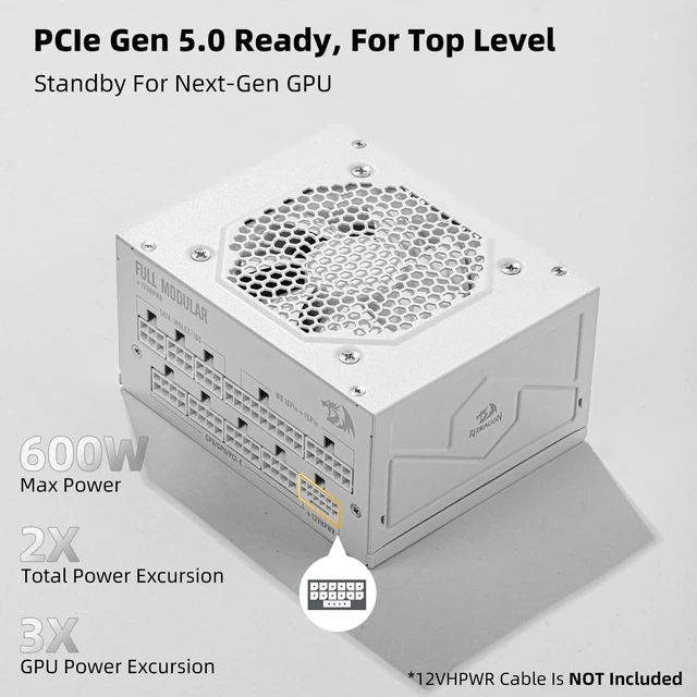 Alt view image 4 of 7 - Redragon PSU015 80+ Platium 750 Watt SFX Fully Modular Power Supply, 80 Plus Certified, 100% Japanese Capacitors & Low Noise Smart-ECO 0 RPM Fan, Full Mod Cables w/ATX Compatible Panel, White