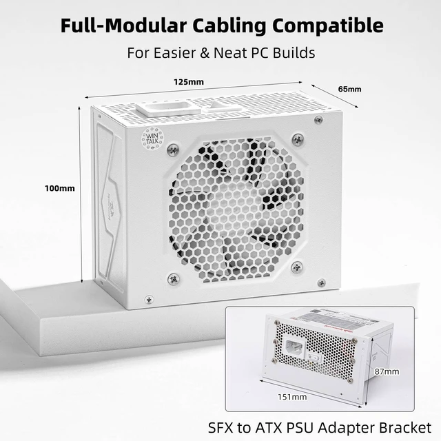 Alt view image 5 of 7 - Redragon PSU015 80+ Platium 750 Watt SFX Fully Modular Power Supply, 80 Plus Certified, 100% Japanese Capacitors & Low Noise Smart-ECO 0 RPM Fan, Full Mod Cables w/ATX Compatible Panel, White