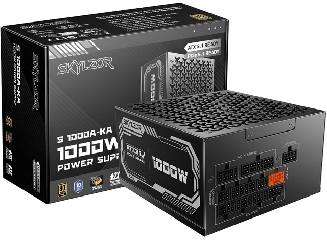 Main image of 1000W Fully Modular Power Supply, 80+ Gold Certified PSU | ATX 3.1 & PCIe 5.1 Ready | 12V-2x6 Connector | 140mm Low-Noise Fan | 105 Japanese Capacitors | Black PSU
