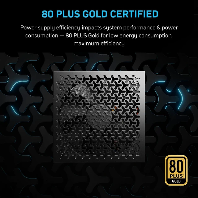 Alt view image 5 of 7 - 1000W Fully Modular Power Supply, 80+ Gold Certified PSU | ATX 3.1 & PCIe 5.1 Ready | 12V-2x6 Connector | 140mm Low-Noise Fan | 105 Japanese Capacitors | Black PSU