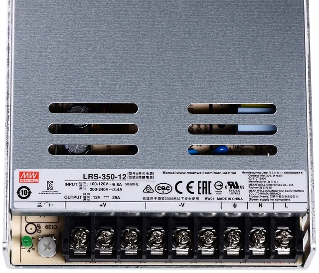 Alt view image 2 of 6 - Mean Well LRS-350-12 DC Switching Power Supply 12V 29A 350W for CCTV, Computer Project, 3D Printer, LED Strip Light, Router