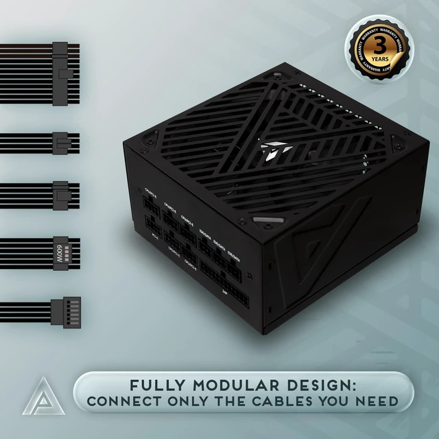 Alt view image 2 of 7 - Apevia ATX-SL850W Soul 850W Fully Modular Power Supply ATX 3.0 & 3.1 Compatible, PCIe 5.1 12V-2x6 Connector ATX Active PFC, DC to DC Converter Design, 140mm Silent Fan, RoHS Compliance