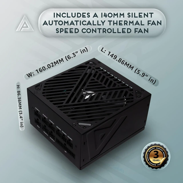 Alt view image 5 of 7 - Apevia ATX-SL850W Soul 850W Fully Modular Power Supply ATX 3.0 & 3.1 Compatible, PCIe 5.1 12V-2x6 Connector ATX Active PFC, DC to DC Converter Design, 140mm Silent Fan, RoHS Compliance