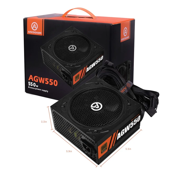 Alt view image 7 of 7 - Power Supply 550W 80+ Bronze Certified PSU (ARESGAME, AGW550)