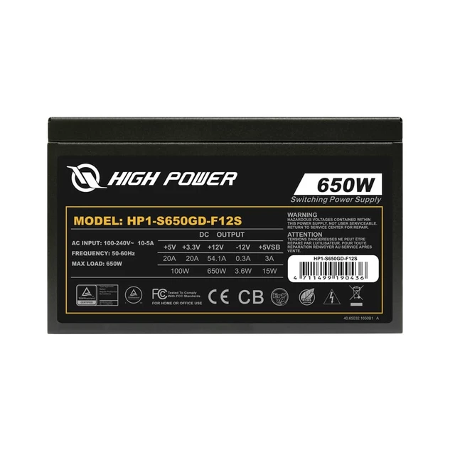 Alt view image 3 of 7 - HIGH POWER 80 Plus Gold Certified PC Computer Power Supply - 650 Watts PSU, Continuous Power ATX 12V V2.3/EPS Active PFC with Whisper Quiet 120mm Fan, Reliable Performance and High Efficiency