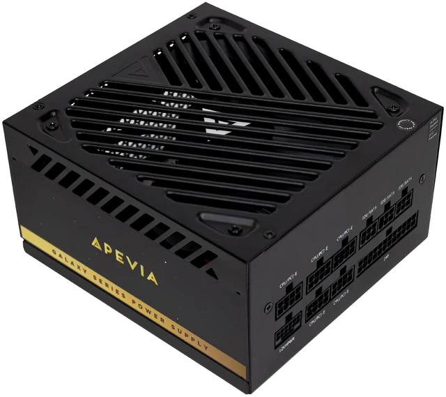 Main image of Apevia Galaxy 1000W 80+ Gold ATX 3.1 Fully Modular Gaming PSU, PCIe 5.1 600W 12VHPWR, Japanese Caps, Silent 135mm FDB Fan, High-Wattage Power Supply for RTX 5070/5080/5090/40 Series & Dual GPU Builds