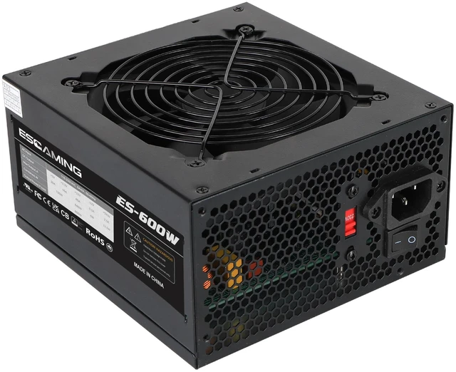 Main image of 600W ATX Power Supply PSU, ESGAMING with 120mm Ultra Quiet Cooling Fan All Protections