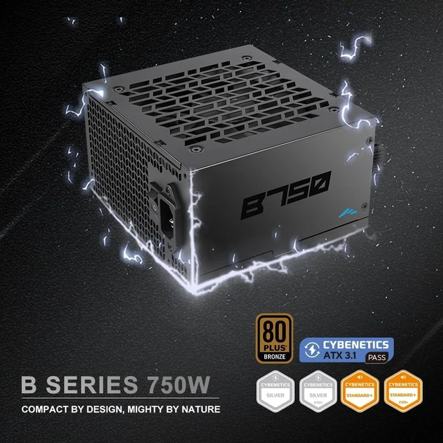 Alt view image 2 of 7 - SAMA B750 750W Bronze ATX 3.1 PCIe 5.1 Non-Modular Power Supply, Black | 750W Gaming PSU,80 PLUS Bronze Certified,12V-2x6 (450W) Native Connector,Temperature Adaption With Silent Cooling Fan