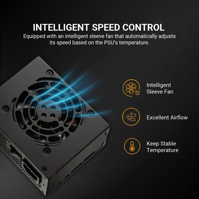Alt view image 4 of 7 - FSP SFX Pro 450W Power Supply, 80 Plus Bronze Certified PSU | Includes SFX to ATX Bracket, Non-Modular for SFF, Mini-ITX, Micro-ATX Compact PC Builds, FSP450-50SAC