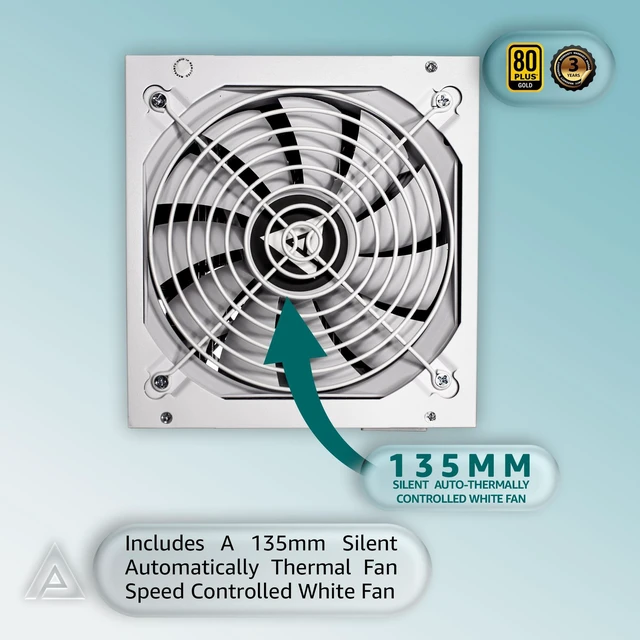 Alt view image 5 of 6 - Apevia ATX-PR600W-WH Prestige 600W 80+ Gold Certified, RoHS Compliance, Active PFC ATX Gaming Power Supply White