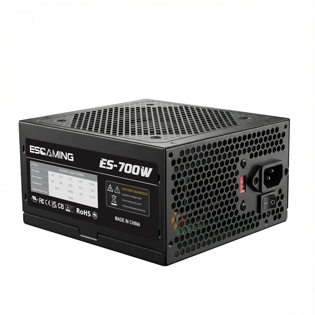 Alt view image 2 of 7 - ATX 700W PSU Non-Modular PC Power Supply with 120mm Silent Fan 115/230V Swith