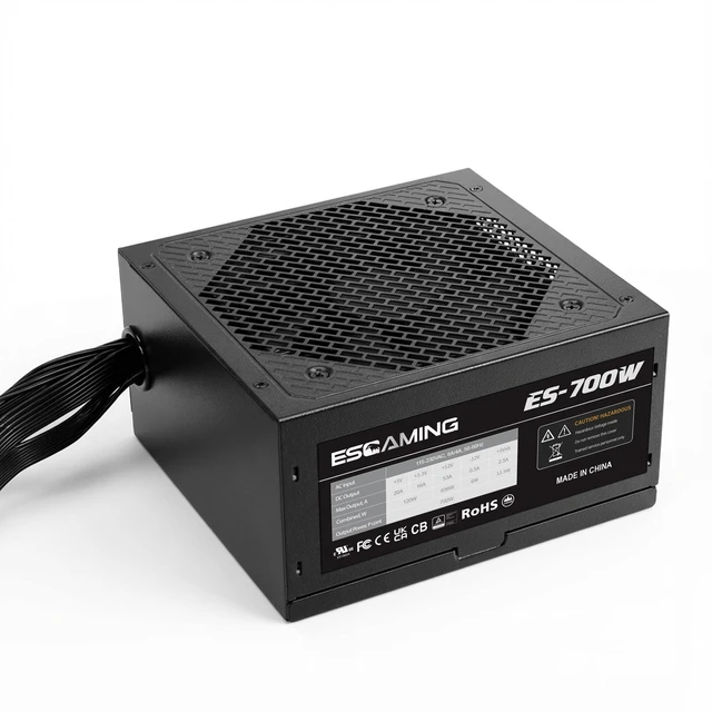 Alt view image 3 of 7 - ATX 700W PSU Non-Modular PC Power Supply with 120mm Silent Fan 115/230V Swith