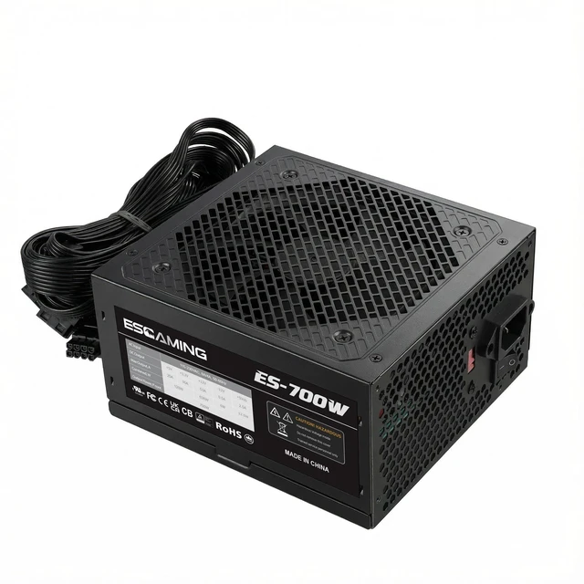 Alt view image 7 of 7 - ATX 700W PSU Non-Modular PC Power Supply with 120mm Silent Fan 115/230V Swith