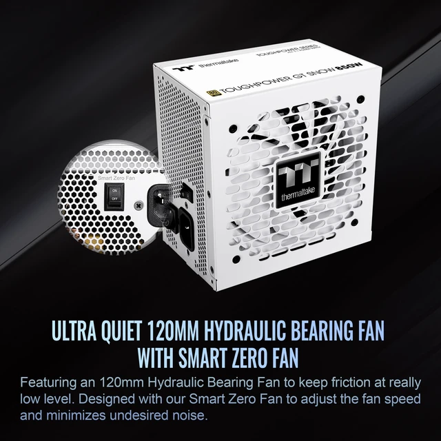 Alt view image 6 of 6 - Thermaltake Toughpower GT 850W Snow ATX 3.1 Power Supply; 80 Plus Gold Efficiency; Smart Zero Fan; Native 600W PCIe 5.1 Connector; PS-TPT-0850FNFAGU-W; 5 Year Warranty