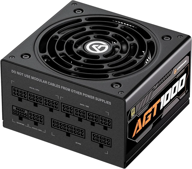 Main image of ARESGAME AGT Series 1000W Power Supply, 80+ Gold Certified, Fully Modular, FDB Fan, Compact 140mm Size, 10 Year Warranty, ATX Gaming Power Supply