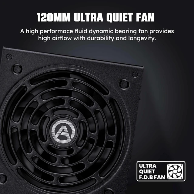 Alt view image 4 of 7 - ARESGAME AGT Series 1000W Power Supply, 80+ Gold Certified, Fully Modular, FDB Fan, Compact 140mm Size, 10 Year Warranty, ATX Gaming Power Supply