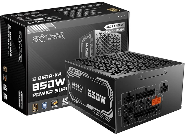 Main image of 850W Fully Modular Power Supply, 80+ Gold Certified PSU | ATX 3.1 & PCIe 5.1 Ready | 12V-2x6 Connector | 140mm Low-Noise Fan | 105 Japanese Capacitors | Black PSU