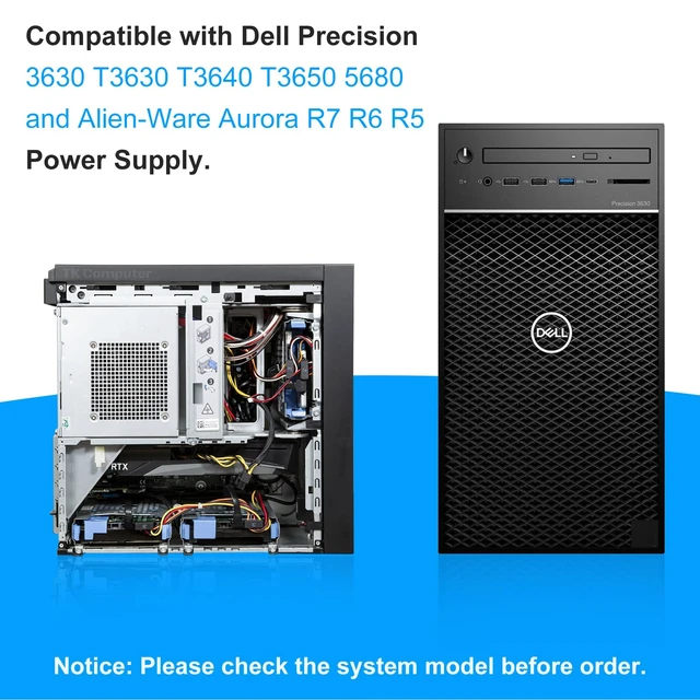 Alt view image 3 of 7 - Upgraded D460EGM-00 0FFD6 460W Power Supply HU460AM-01 PSU Compatible with Dell Precision 3630 T3630 5680 T3640 T3650 Alien-Ware Aurora R7 R6 R5,DPS-460DB-18 A AC460AM-01 D460AM-03 Power Supply