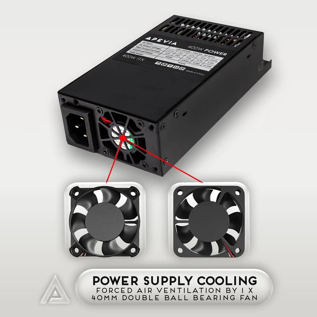 Alt view image 6 of 6 - Apevia ITX-PFC400W Fully Modular ITX 400W Power Supply, Active PFC 90-264V | ITX Form Factor, Fully Modular, 80mm Auto Thermal Controlled Fan, Full Range Active PFC 90V-264V, Heavy Duty Protections