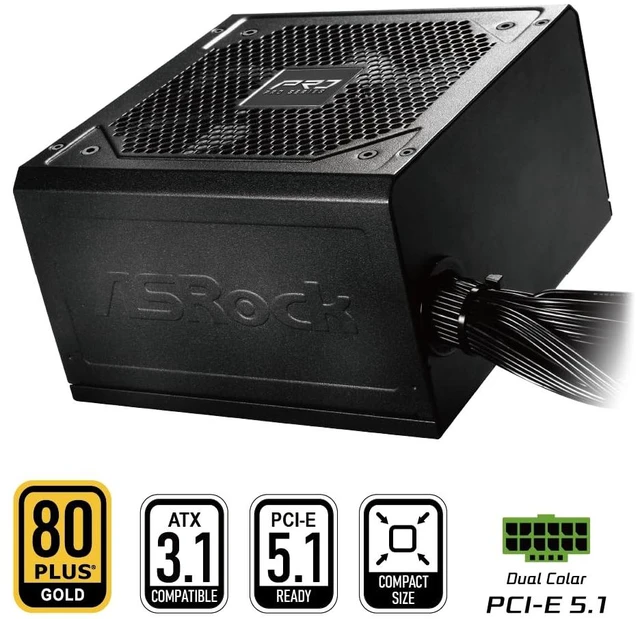 Alt view image 2 of 5 - ASRock PRO 750G Power Supply - 750W 80 Plus Gold Certified, ATX 3.1 & PCIe 5.1 Ready, Native 12V-2x6 Connector, 120mm Low-Noise Fan, 3-Year Warranty