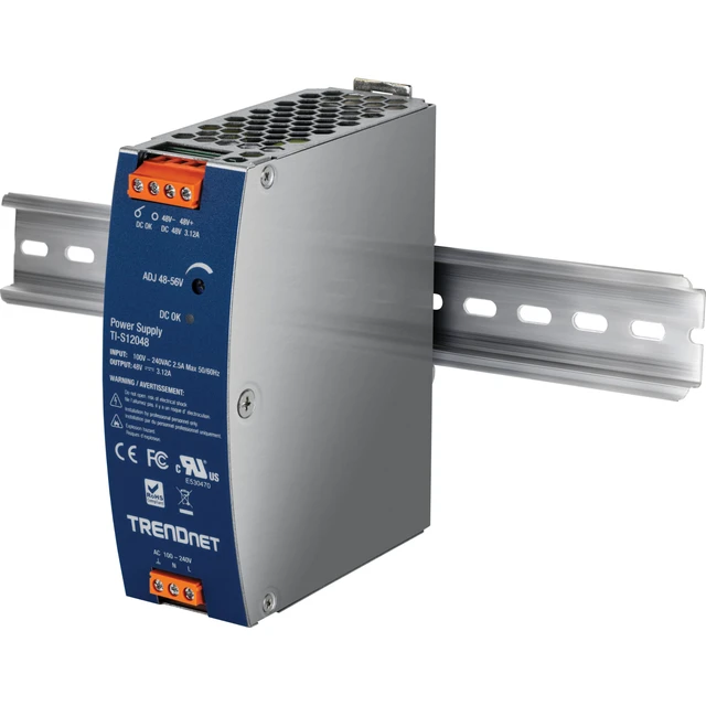 Alt view image 2 of 3 - TRENDnet TI-S12048, 150W, 48 56V DC, 3.12A AC to DC | DIN-Rail Power Supply with PFC Function, , 150% Peak Load Capability, UL 62368 Certified