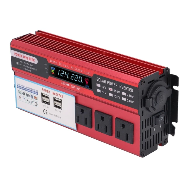 Alt view image 4 of 7 - 1500W Power Inverter 12v to 110v, DC to AC Converter with 3 AC Outlet, 1500 Watt 4 USB Ports Inverter with Cigarette Lighter Ports for Camping/Home/Emergency Power (24V)