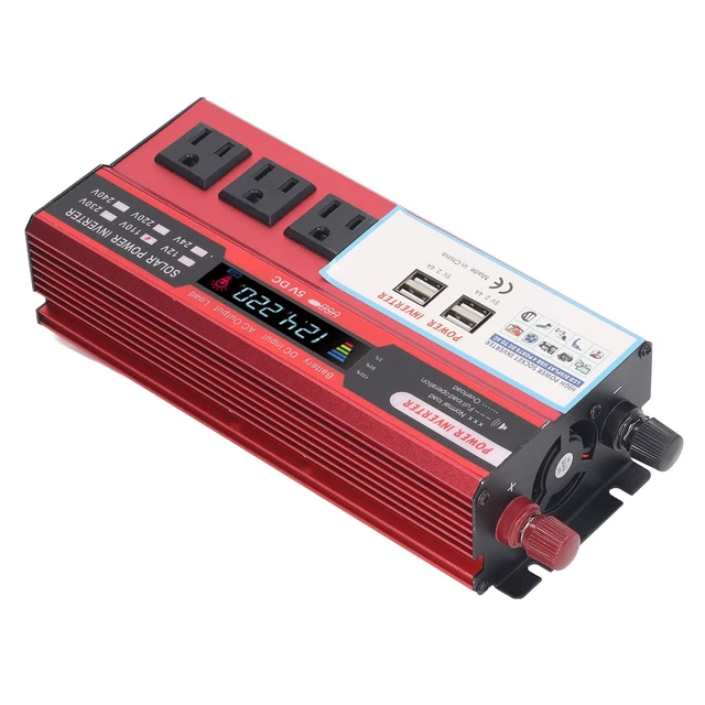 Alt view image 3 of 7 - 1500W Power Inverter 12v to 110v, DC to AC Converter with 3 AC Outlet, 1500 Watt 4 USB Ports Inverter with Cigarette Lighter Ports for Camping/Home/Emergency Power (24V)
