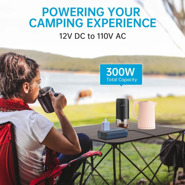 Alt view image 4 of 7 - E-POLAR 300W Car Power Inverter Pure Sine Wave with 60W PD USB-C, Power Inverters for Vehicles DC 12V to 110V AC, Car Inverter Power Outlet with XT60 Cable (Grey)