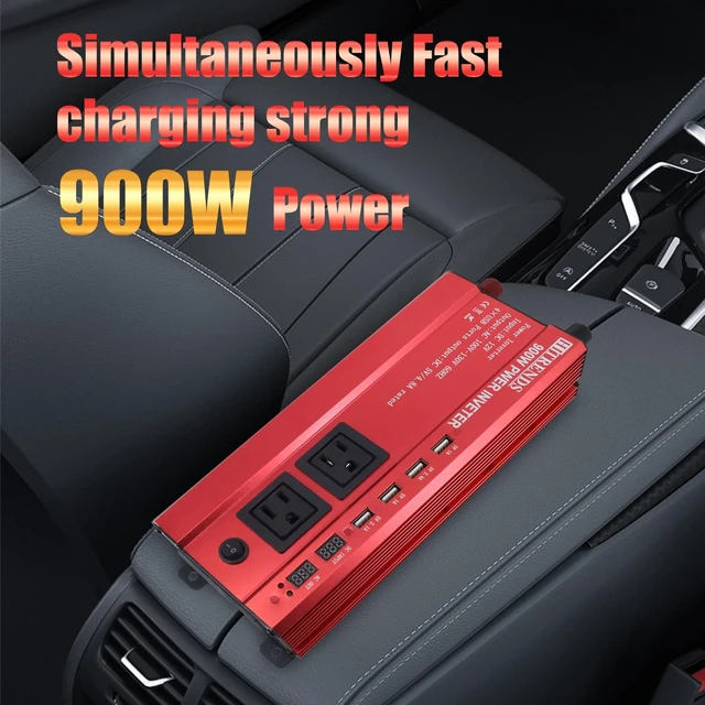 Alt view image 6 of 7 - HITRENDS 900W Car Power Inverter 12V to 110V, DC to AC Converter with 4 USB Ports (24W Quick Charge) & 2 AC Outlets, for Camping, RV, Laptop, CE, FCC and ROHS Certified