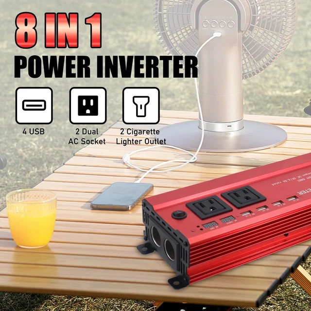 Alt view image 7 of 7 - HITRENDS 900W Car Power Inverter 12V to 110V, DC to AC Converter with 4 USB Ports (24W Quick Charge) & 2 AC Outlets, for Camping, RV, Laptop, CE, FCC and ROHS Certified