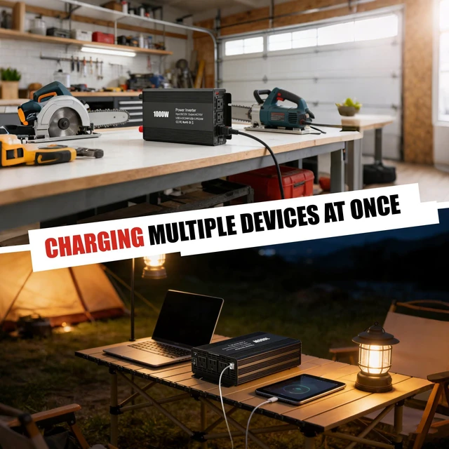 Alt view image 2 of 7 - AWELTEC 1000W Car Power Inverter 12V-110V AC USB-C PD 24W + Battery Cables | Includes battery cables for direct connection heavy-duty power on the go