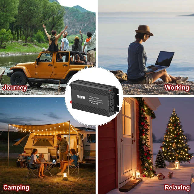Alt view image 7 of 7 - AWELTEC 1000W Car Power Inverter 12V-110V AC USB-C PD 24W + Battery Cables | Includes battery cables for direct connection heavy-duty power on the go